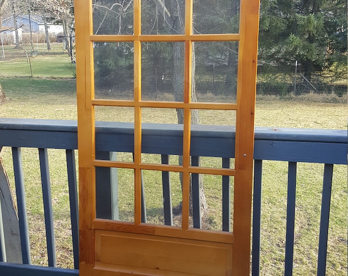 Vintage 15 Pane Screen Door, Farmhouse Antiques, Repurposed, Screen