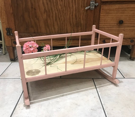 wooden baby doll crib
