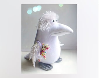 White crow plush Sewing patterns plush toy