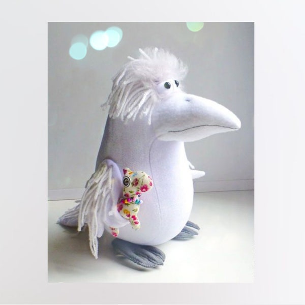 White crow plush Sewing patterns plush toy