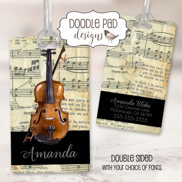 Violin Case Bag Tag | Instrument ID Tag | Music Teacher Gift