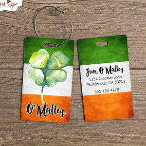 Ireland Travel Gift, Personalized Travel Tag, Irish Luggage Tag