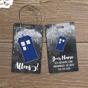 Personalized Allons-y Bag Tag Travel Gift for Dr. Who Fan