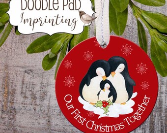 Penguin Family Ornament Personalized Christmas Ornament | Etsy