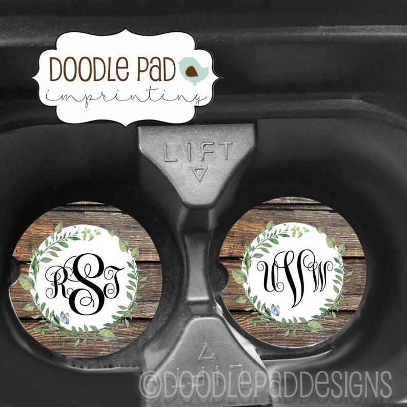 Monogrammed Car Coaster, SandStone Car Coasters, Personalized Cup Holder Coaster image 1