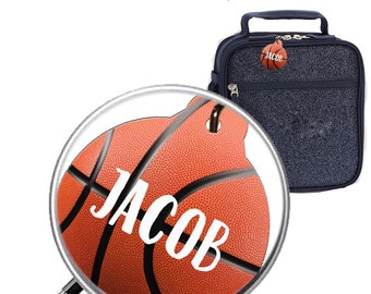 Personalized Basketball Lunch Box Tag | Zipper Pull Charm | Backpack Name tag