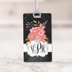 Luggage Tag Personalized Monogram Bag Tag Floral Travel Gift for Women