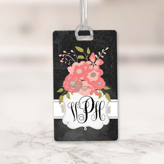 Luggage Tag Personalized Monogram Bag Tag Floral Travel Gift for Women