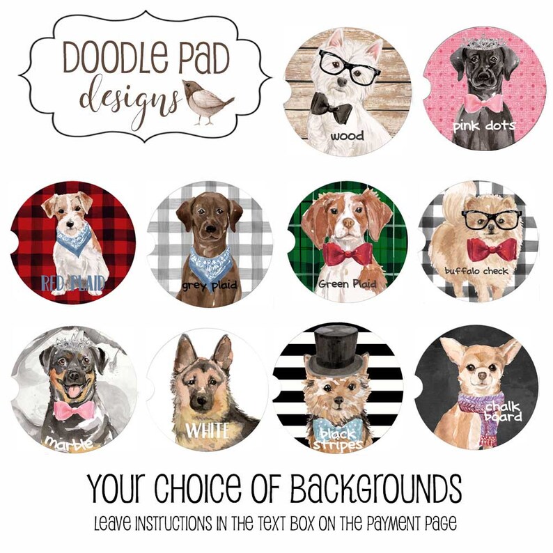 Custom Dog Car Coaster Build Your Own Design From Multiple Etsy