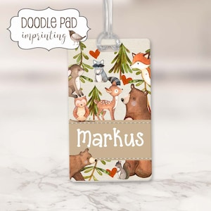Custom Luggage Tag Kids Woodland Diaper Bag Tag Kids Backpack Name Tag