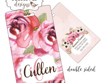 Women's Watercolor Roses Luggage Tag