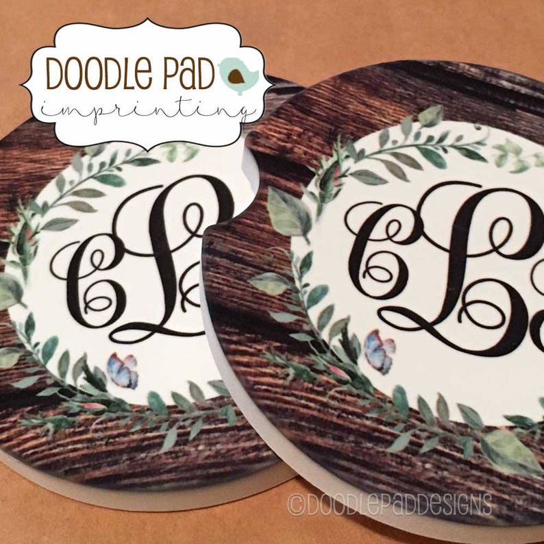 Monogrammed Car Coaster, SandStone Car Coasters, Personalized Cup Holder Coaster image 3