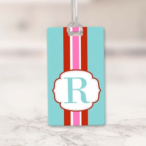 Monogram Luggage Tag |  Personalized Bag Tag | Custom Striped Luggage ID Tag