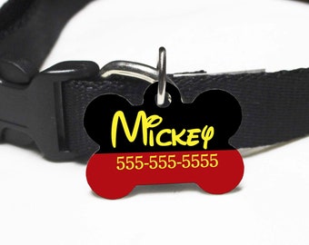 Black and Red Pet ID Tag, Personalized Dog Tag, double sided