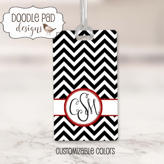 Monogrammed Luggage Tag Custom Color Double Sided Bag Tags Etsy