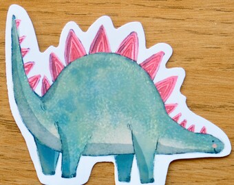 cute dinosaur glossy Vinyl Sticker  | illustrated Vinyl Sticker, planner stickers, laptop sticker decal | stegosaurus