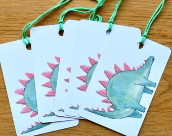 cute dinosaur present gift tags. high quality thick card stock and cotton. Stegosaurus - pack of 5