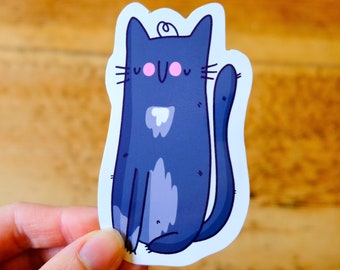 black cute cat glossy Vinyl Sticker | Kawaii Stickers | Cute Vinyl Sticker, planner stickers, laptop sticker decal