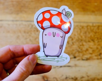 cute mushroom glossy Vinyl Sticker | Kawaii Stickers | Cute Vinyl Sticker, planner stickers, laptop sticker decal