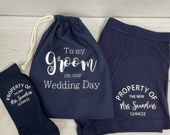 Mens Personalised Groom Husband Boxer Shorts Wedding Property Of Mrs Gift
