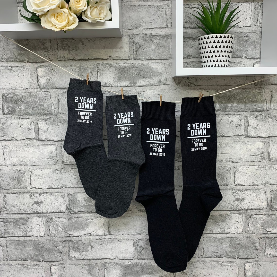 2nd Anniversary personalised socks for cotton anniversaries Etsy