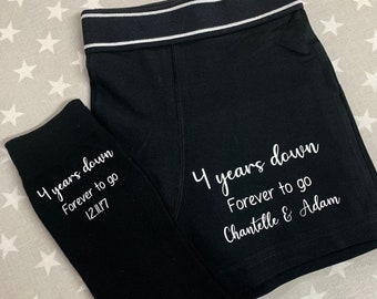 Anniversary personalised boxers and socks , mens boxers, personalised boxers, 2nd anniversary, 3rd anniversary, 4th anniversary,husband gift