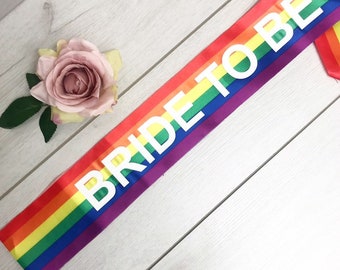 Personalised rainbow hen party sash, personalised sash, bridesmaid sash, bride sash, wedding sash, pride sash, LGBT sash