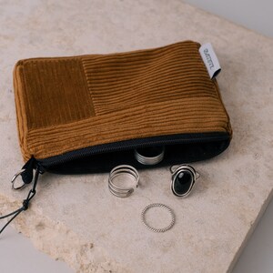 Patchwork Täschchen • Cord • klein • kamelbraun
