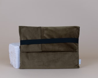 Laptop bag • corduroy • patchwork • olive green •