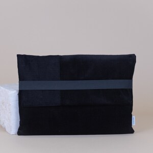 Bolso para portátil • Pana • Patchwork • Negro intenso •