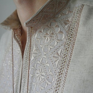 Totally handmade linen vyshyvanka for men. Ukrainian wedding shirt. Vyshivanka dress shirt. Ukrainian clothing.
