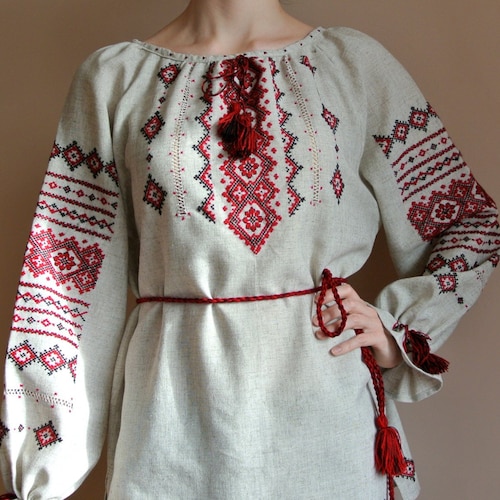 Tradition shirt XS-XXXL Blue color Ukrainian Embroidered Blouse for women