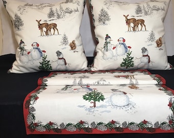 Set of Christmas Pillow Covers and Table Runner|Beautiful Gift For Family|Christmas Gift Ideas|Winter Trend Pillow| Christmas Home Decor