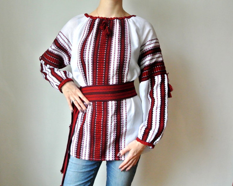 Ukrainian handwoven vyshyvanka blouse Bohemian embroidered blouse Handmade peasant blouse.