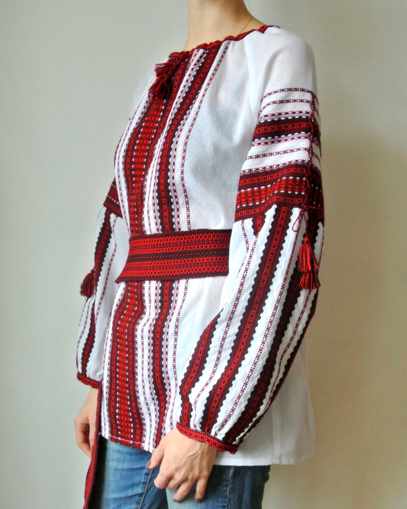 Ukrainian handwoven vyshyvanka blouse Bohemian embroidered blouse Handmade peasant blouse.