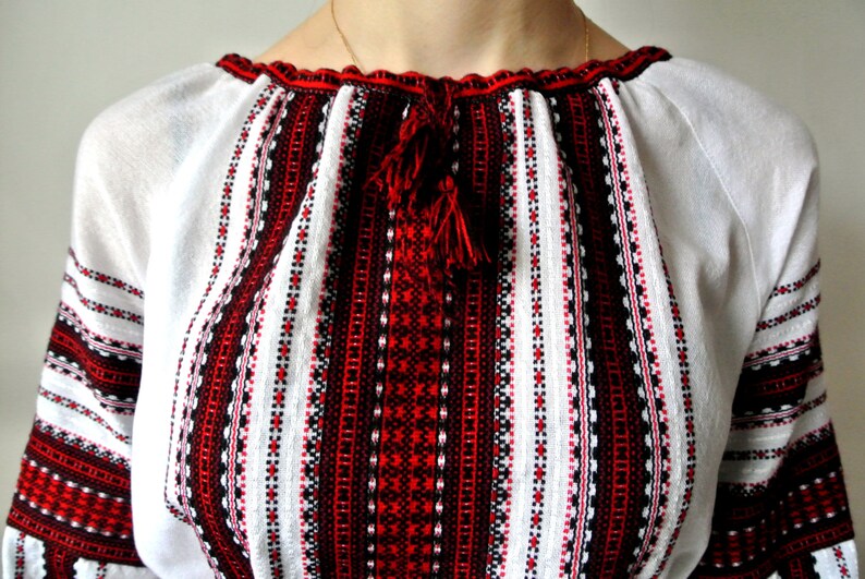 Ukrainian handwoven vyshyvanka blouse Bohemian embroidered blouse Handmade peasant blouse.