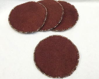 Large and thick, set of 4 hand made 100% wool coasters