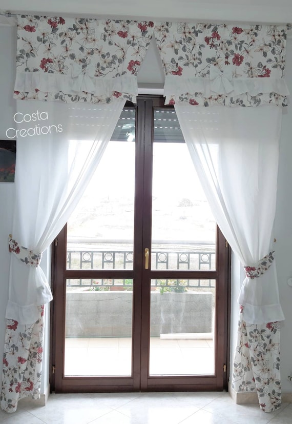 Tende con mantovana, tende shabby chic, tende soggiorno, tende