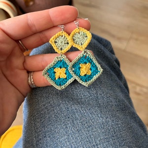 Granny Square Crocheted Earrings
