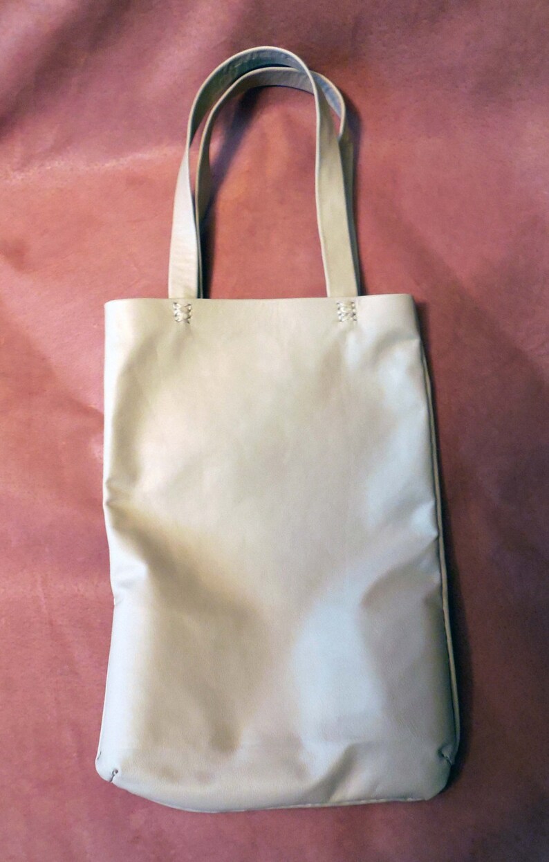 Creamcolored Leather Tote Bag Etsy