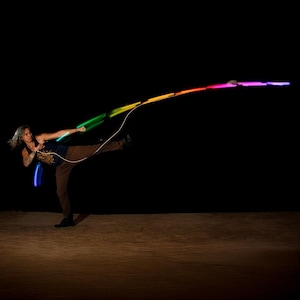 martial flowdart with capsule 2 light and braided cotton leash - Rope Dart Academy approved LED rope dart