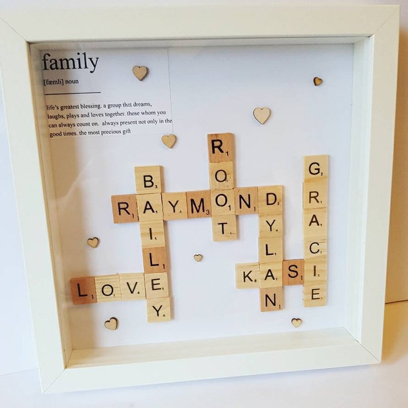 Scrabble Art Frame Personalised Scrabble Picture Family Etsy