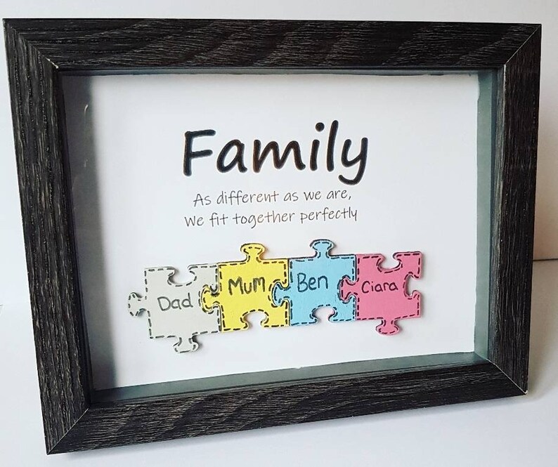 Jigsaw Family Picture Puzzle Piece Frame Gift For Mum