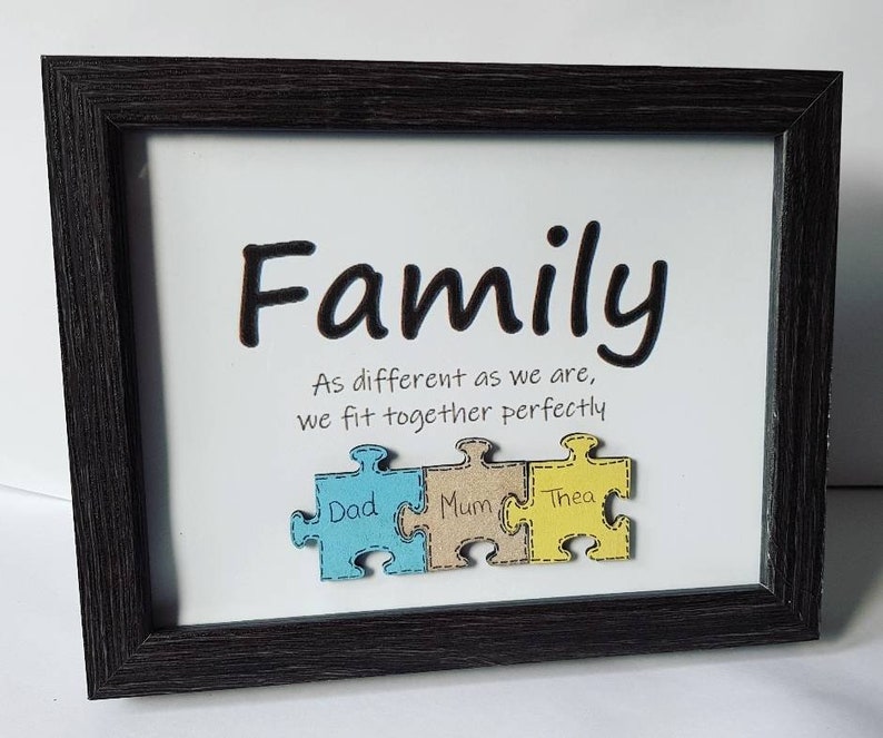 Personalised family jigsaw picture frame puzzle piece frame Etsy