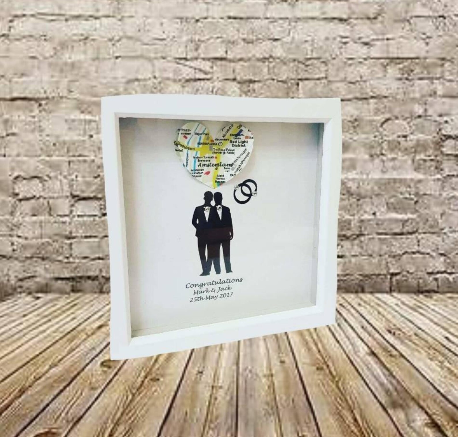 Unique Gay Wedding Gift for Gay Couplemap Artframed Heart Etsy
