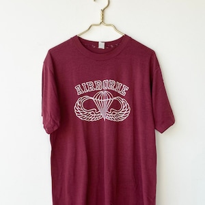 80s airborne T-shirt • large• single stitch• paper thin