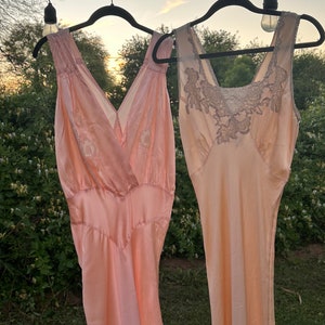 40s pink silk bias slip dress• m/l•
