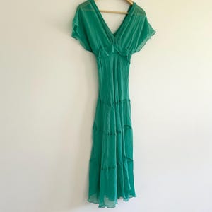 40s silk flutter sleeve dress • sm/m•