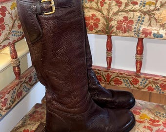 90s PRADA SPORT Brown Leather Riding Boots •7.5• - Etsy