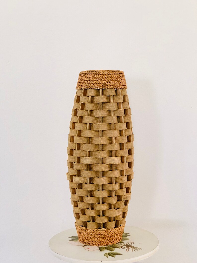Mcm Woven Burlap Floor Vase 2 Ft Etsy